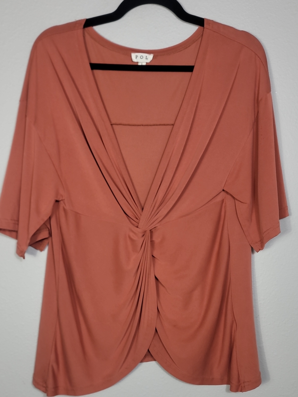 POL Twist Knot Front Boxy Top Size Large Orange